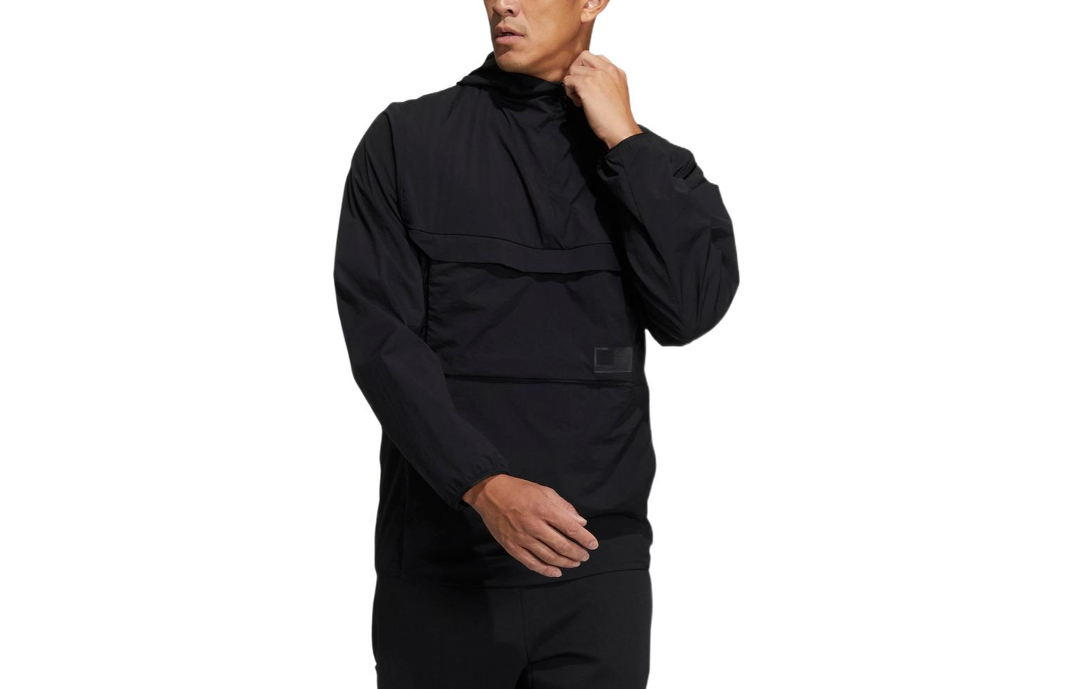 adidas Solid Color Pullover Hoodie Jacket - Black GN0790