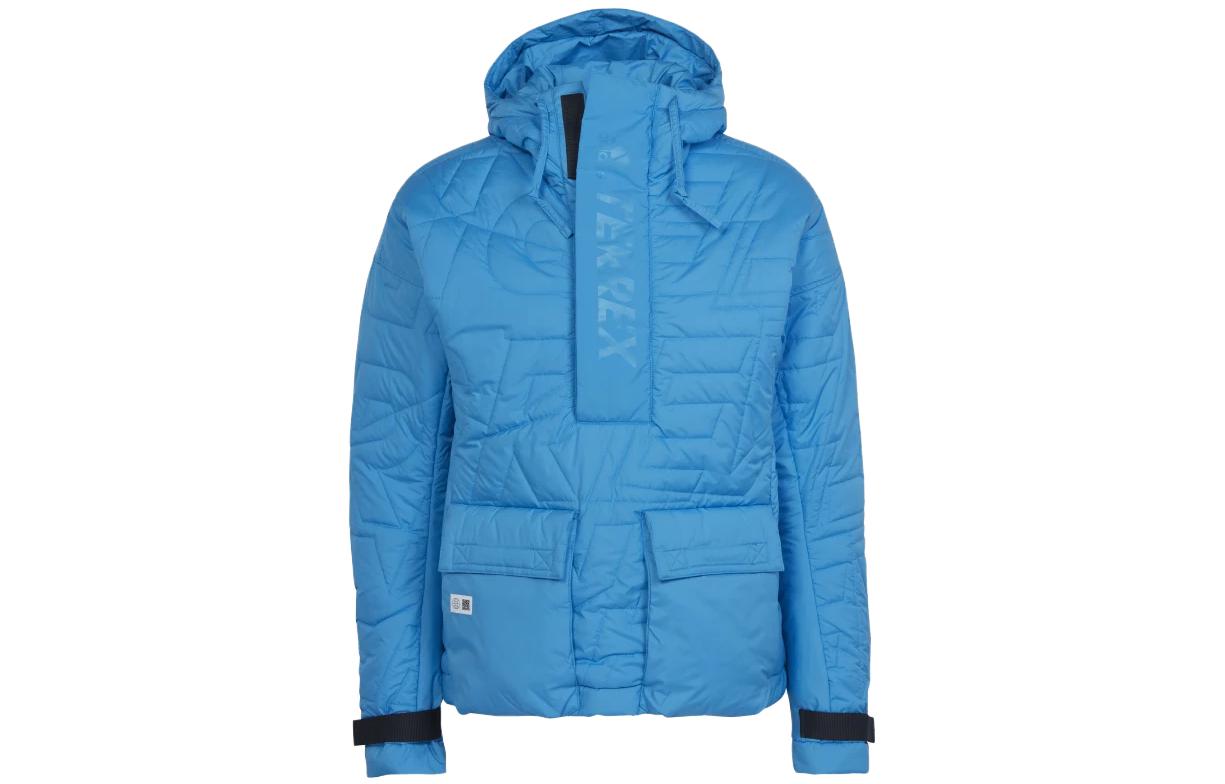 adidas Solid Color Pullover Hoodie Jacket - Blue HE7065
