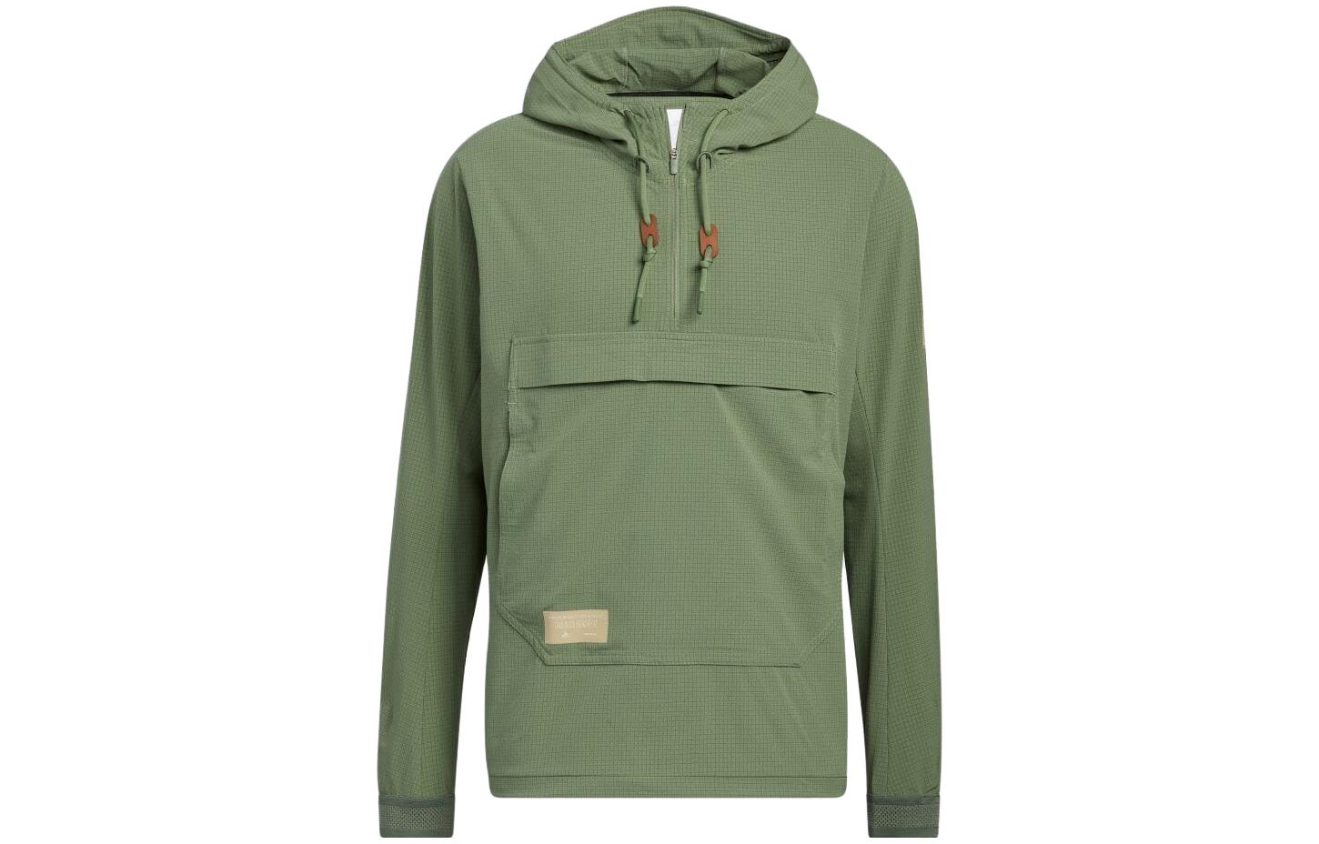 adidas Solid Color Pullover Hoodie Jacket in Natural Green HB6429