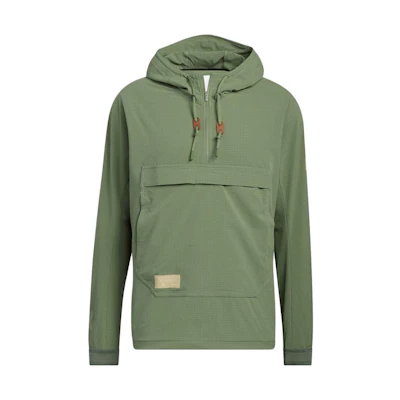 adidas Solid Color Pullover Hoodie Jacket in Natural Green HB6429