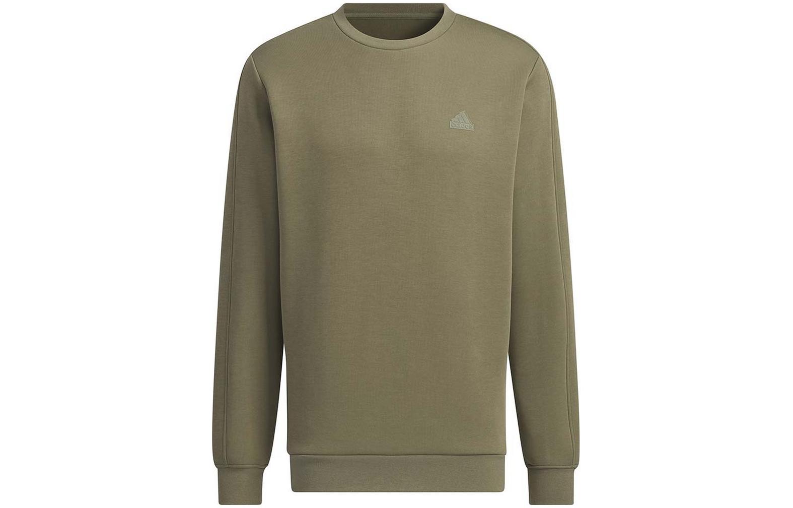 adidas Solid Color Relaxed Fit Crewneck Sweatshirt Military Green JE8637