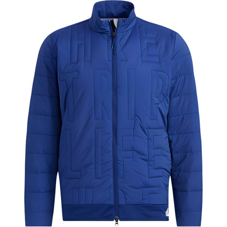 adidas Solid Color Slim Fit Stand Collar Blue Jacket GV1180