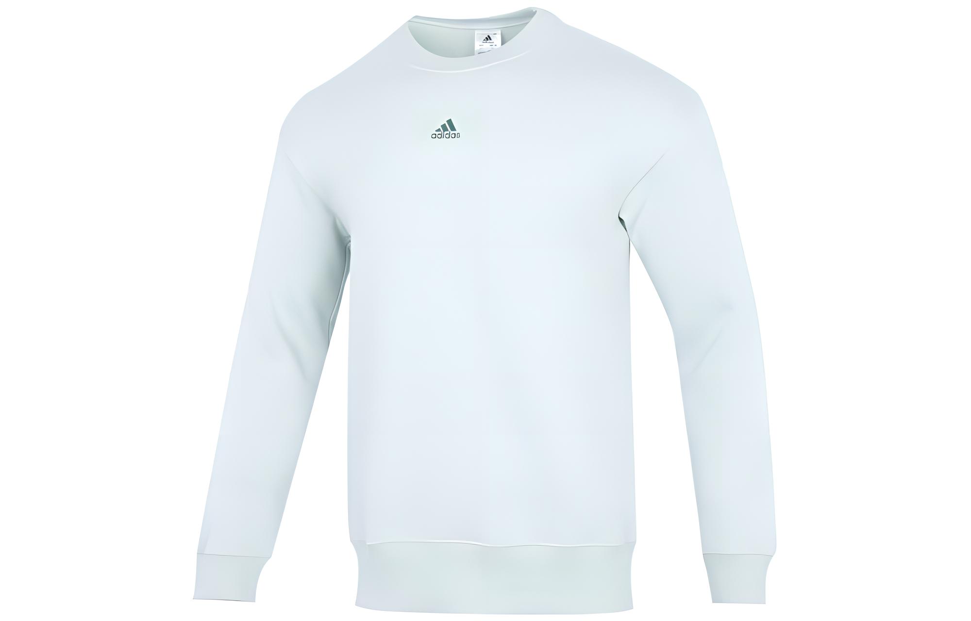 adidas Solid Color Small Logo Long-Sleeve Sweatshirt Light Green HK0394