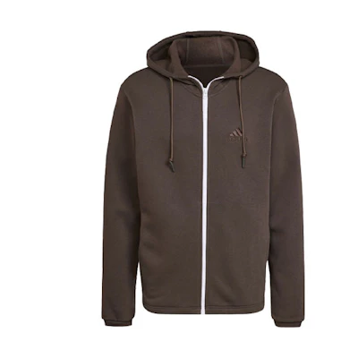 adidas Solid Color Sports Hoodie Jacket - Brown HU0296