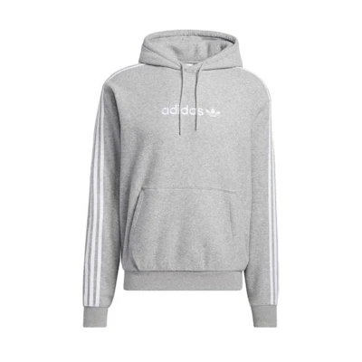 adidas Solid Color Striped Hoodie - Gray H31237
