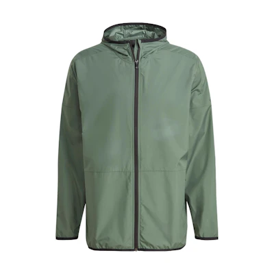 adidas Solid Color Windproof Hooded Jacket Green GQ0579