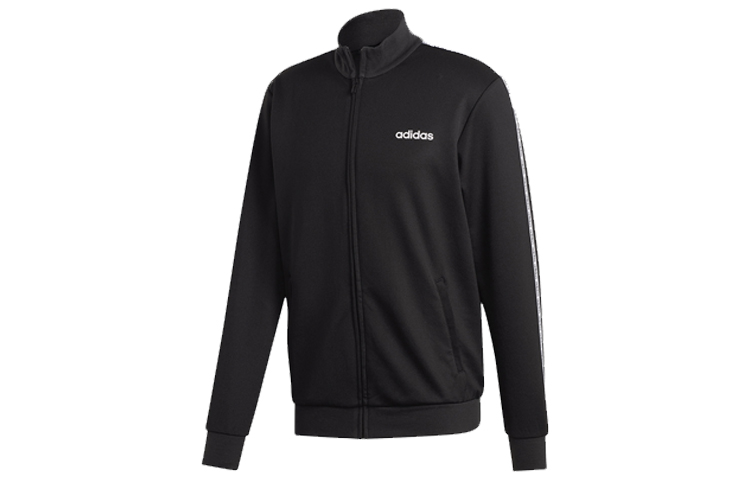 adidas Solid Color Zip-Up Athletic Jacket Black EJ9671