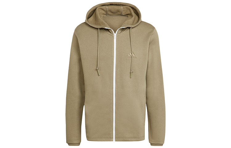 adidas Solid Color Zip-Up Hoodie Jacket Light Green HU0294