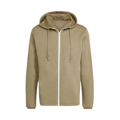 adidas Solid Color Zip-Up Hoodie Jacket Light Green HU0294