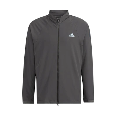 adidas Solid Color Zip-Up Jacket with Logo Print in Dark Gray HG4124