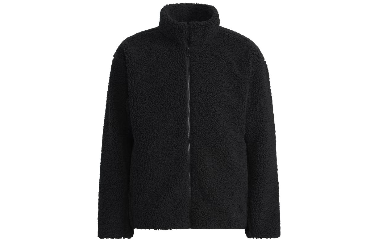 adidas Solid Color Zip-Up Stand Collar Jacket - Black H40892