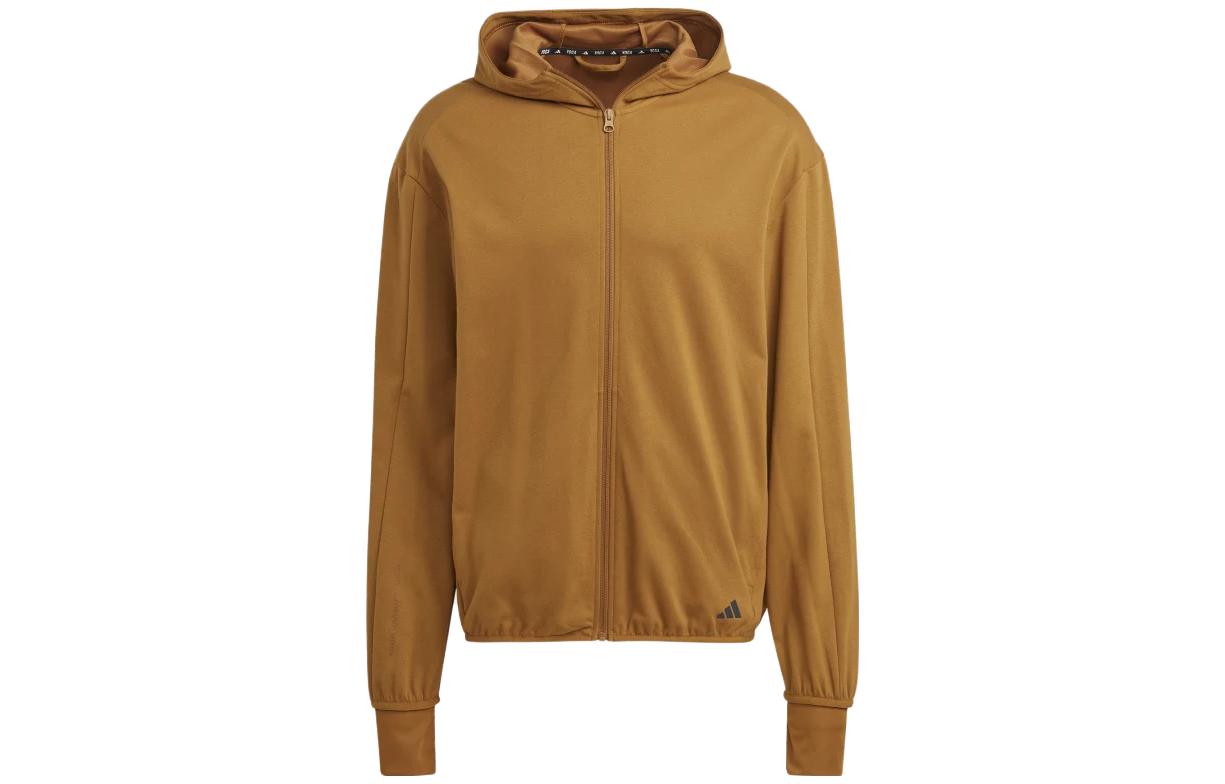adidas Solid Color Zip Hoodie Jacket - Earthy Tan IC7289