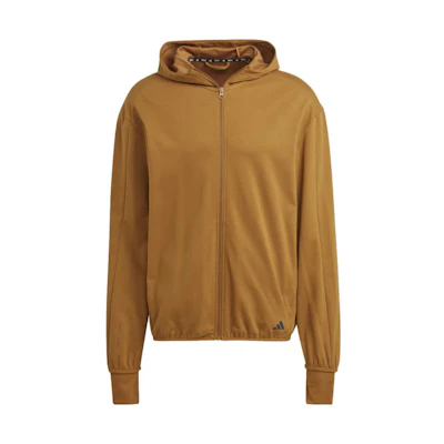 adidas Solid Color Zip Hoodie Jacket - Earthy Tan IC7289