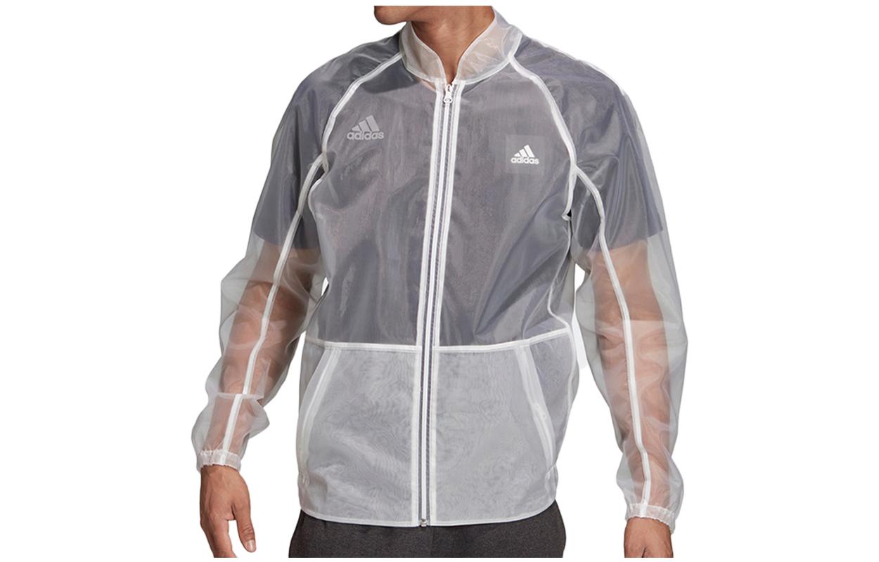 adidas Solid Color Zip Jacket with Logo Design GL3424
