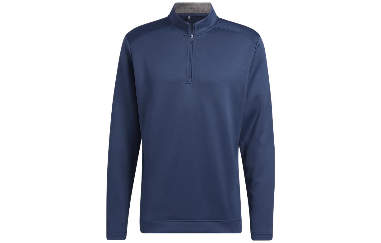 adidas Solid Color Zip Pullover Sweatshirt Navy Blue GM4299