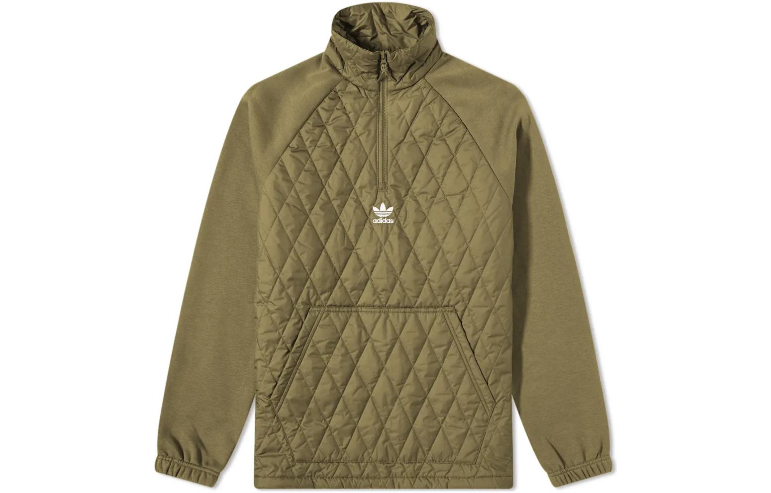 adidas Solid Green Sweatshirt with Logo Print H11441