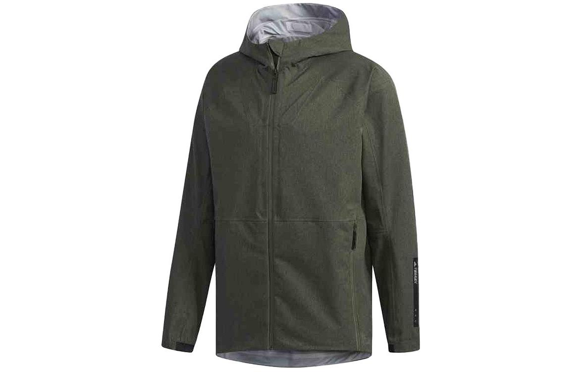 adidas Solid Green Waterproof Hooded Windbreaker Jacket DS8632