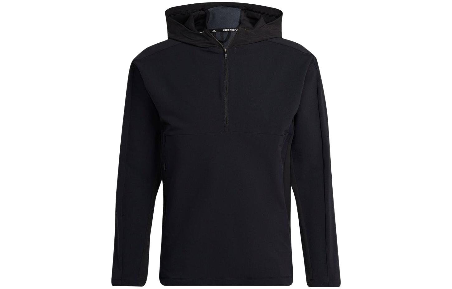 adidas Solid Half-Zip Hooded Jacket Black HD3519