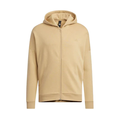 adidas Solid Letter Print Zip-Up Hoodie Jacket - Khaki HM2684
