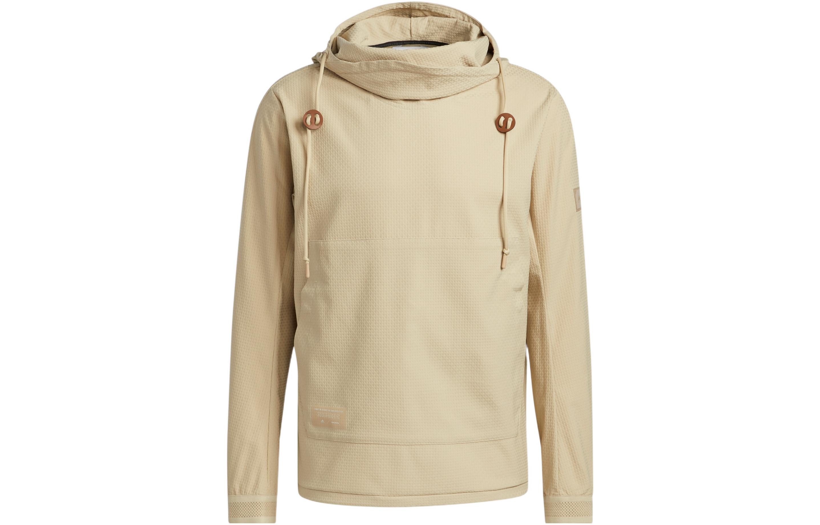adidas Solid Logo Brown Hoodie Long Sleeve Pullover HN0636