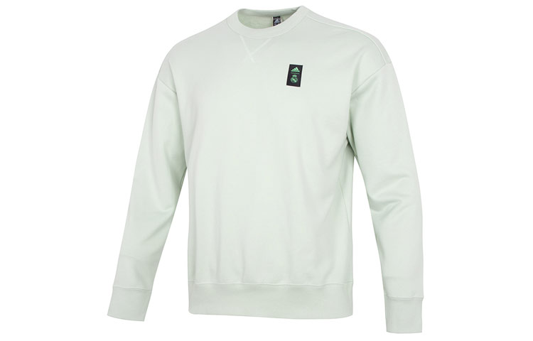 adidas Solid Logo Casual Pullover Crewneck Sweatshirt Green HD1341