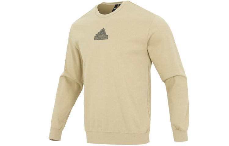 adidas Solid Logo Crewneck Long Sleeve Sweatshirt Khaki IP4966