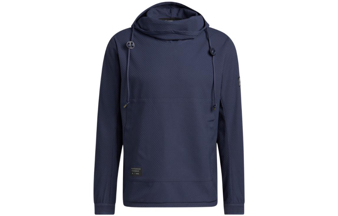 adidas Solid Logo Drawstring Hoodie Blue HN0637