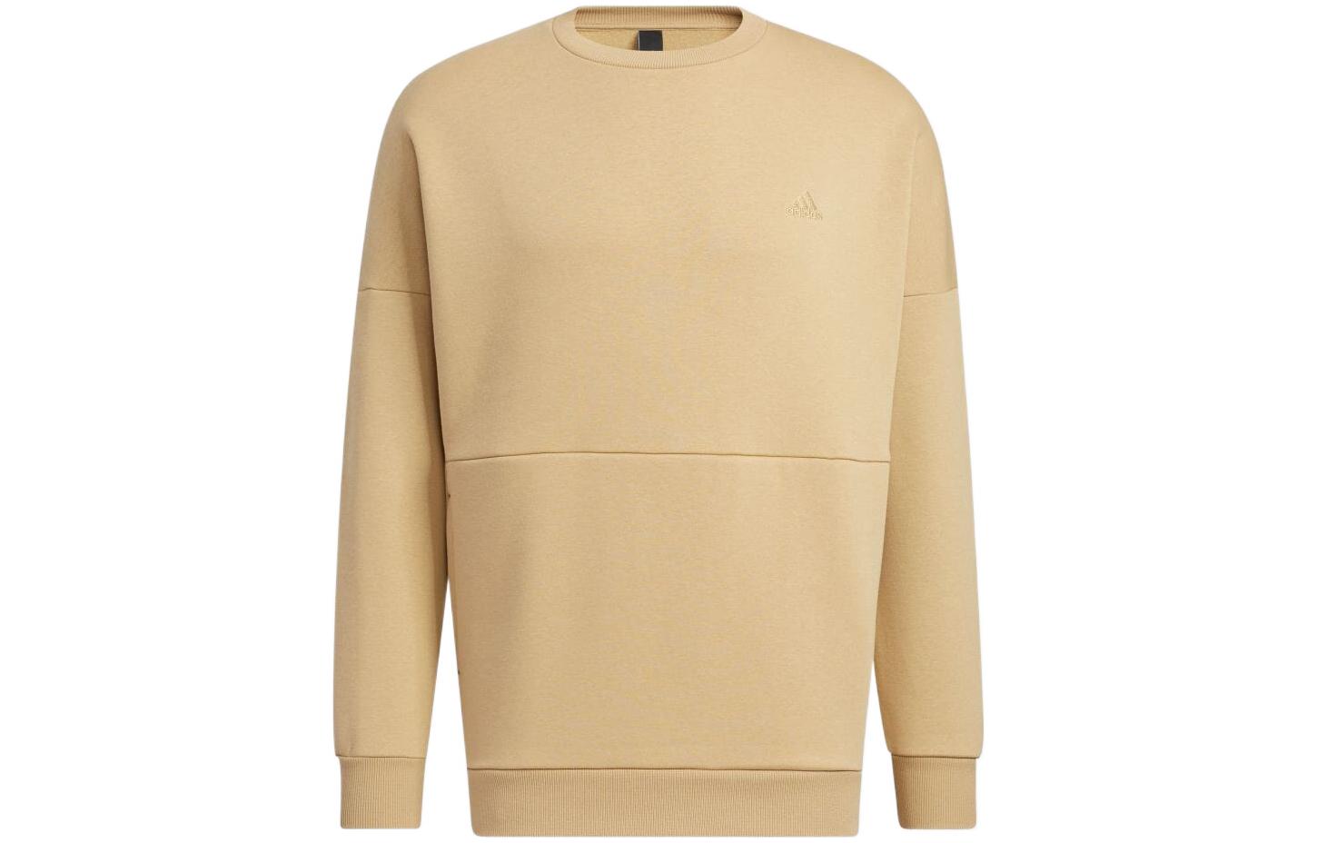 adidas Solid Logo Embroidered Crewneck Sweatshirt Unisex - Khaki HM2687