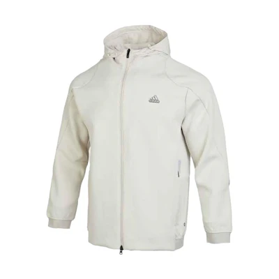 adidas Solid Logo Embroidered Hoodie Jacket Clear Brown Gray HY5836