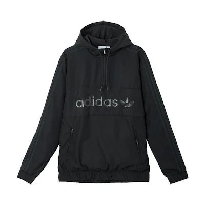 adidas Solid Logo Half-Zip Hoodie Jacket in Black FQ5140