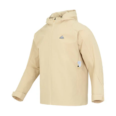adidas Solid Logo Hooded Jacket in Khaki HY5834