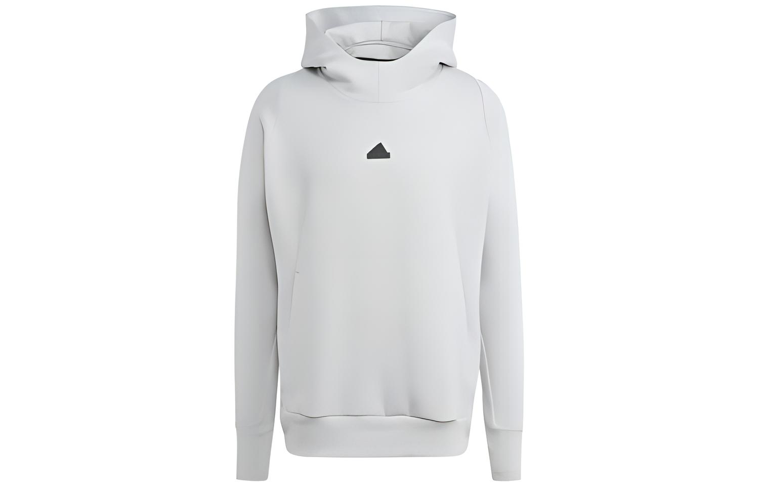 adidas Solid Logo Long Sleeve Hoodie - Light Gray IN5119