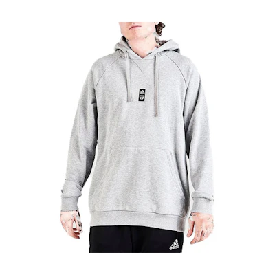 adidas Solid Logo Patch Pullover Hoodie Grey HI0125