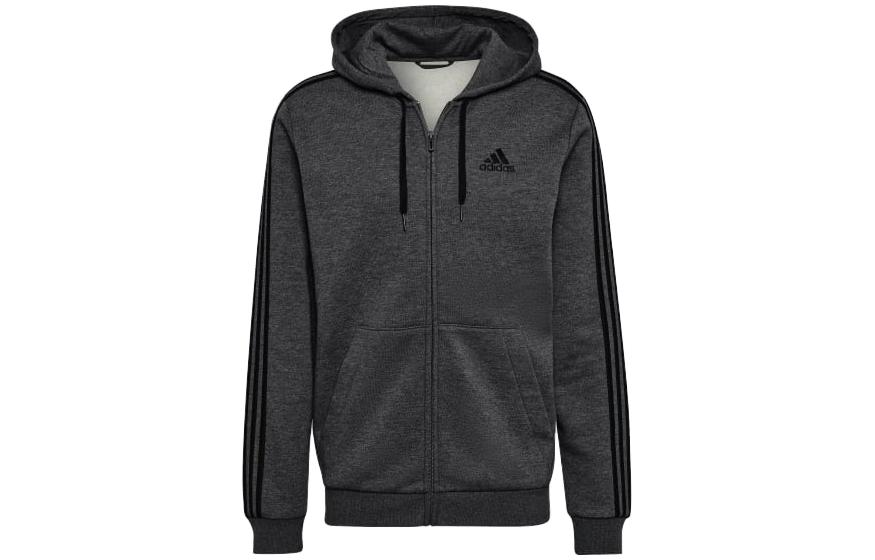 adidas Solid Logo Patch Zip-Up Hoodie - Gray HB0042