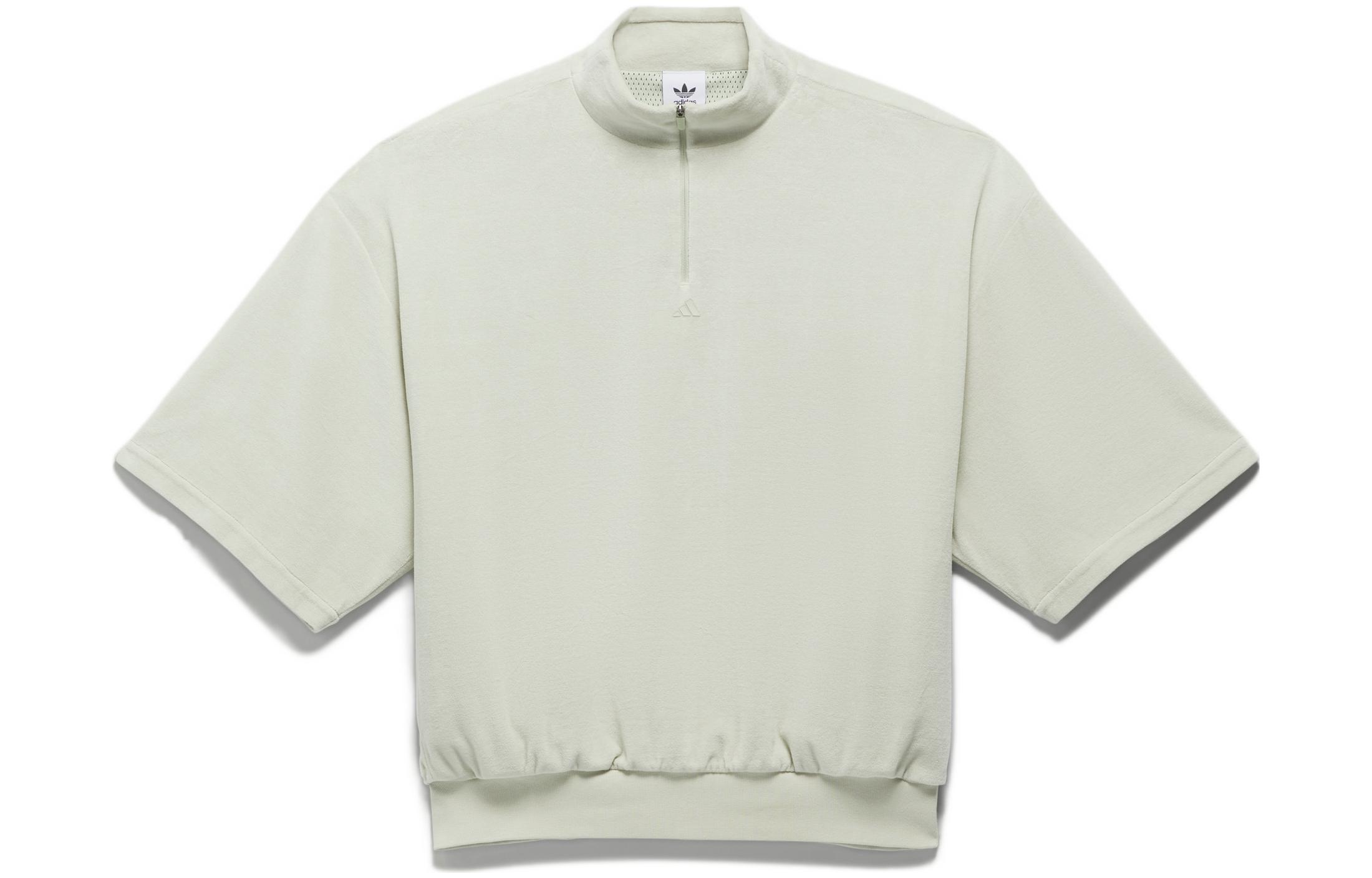 adidas Solid Logo Print 3/4 Sleeve Sweatshirt Halo Green Unisex Couple Style IA1989