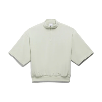 adidas Solid Logo Print 3/4 Sleeve Sweatshirt Halo Green Unisex Couple Style IA1989