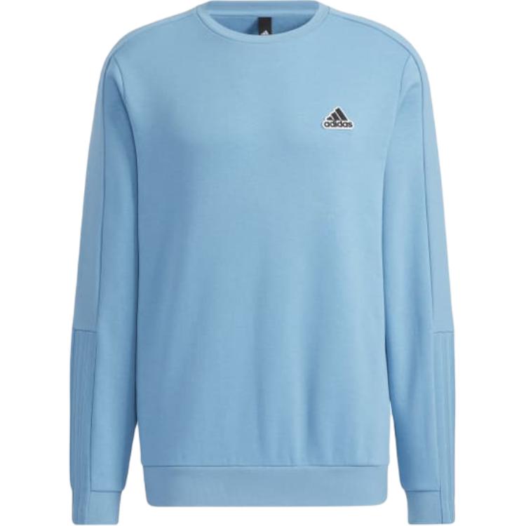 adidas Solid Logo Print Crewneck Sweatshirt Navy Blue HG1830