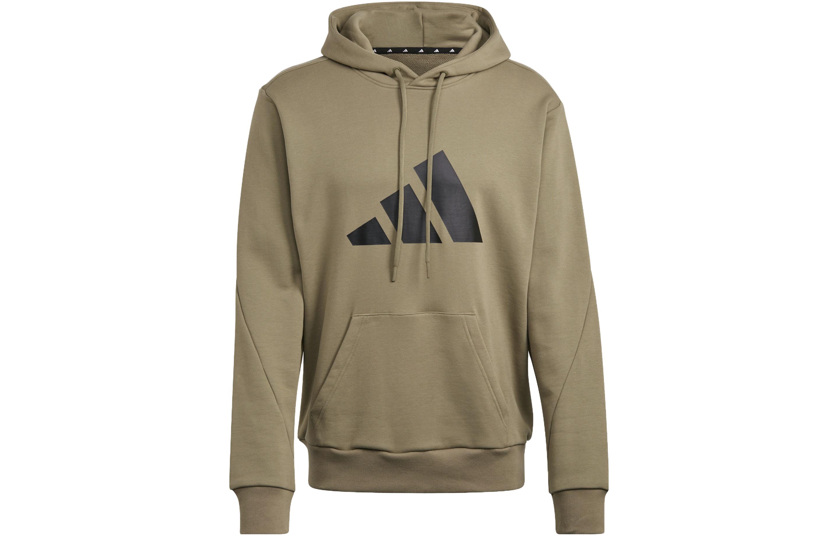 adidas Solid Logo Print Long-Sleeve Sweatshirt Yellow-Green H46544