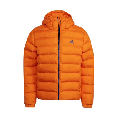 adidas Solid Logo Print Three-Stripes Hooded Jacket Orange GQ2348