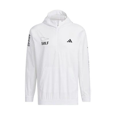 adidas Solid Logo Print Zip-Up Hoodie Jacket - White IN9005