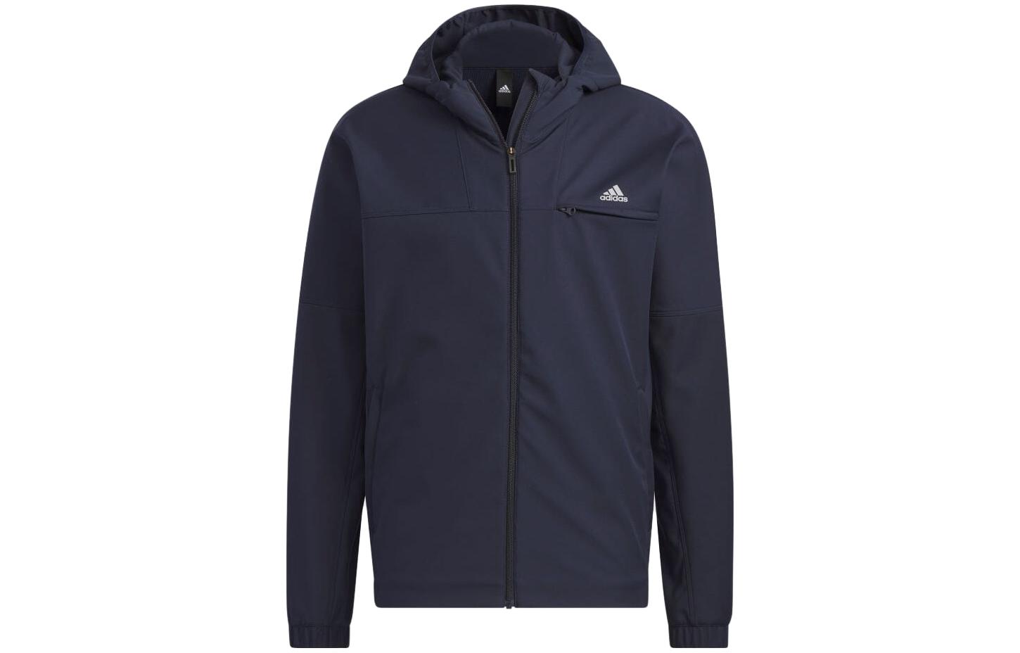 adidas Solid Logo Print Zip-Up Hoodie Jacket IK7348