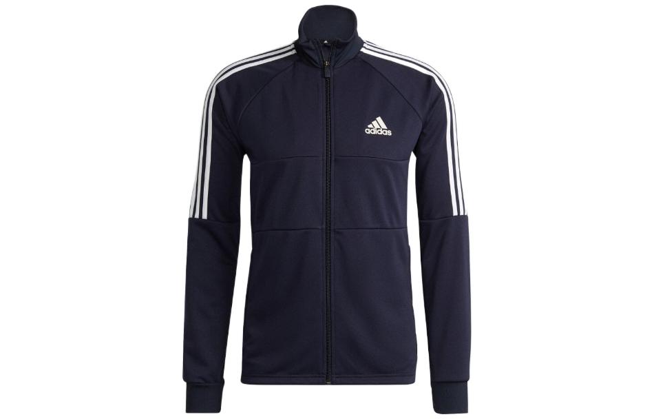 adidas Solid Logo Print Zip-Up Track Jacket - Dark Blue H28903