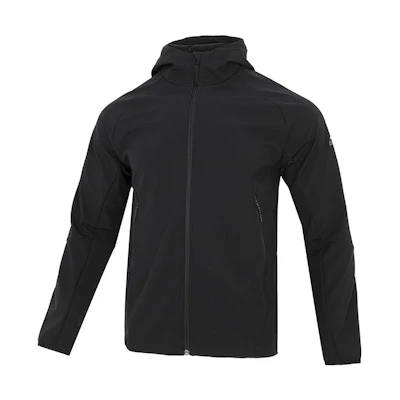 adidas Solid Logo Print Zip Hoodie Jacket - Black HN2059