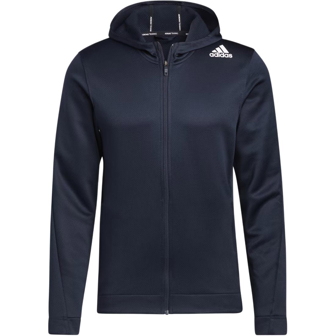 adidas Solid Logo Print Zip Hoodie Jacket - Legend Ink Blue HE6775