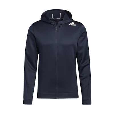 adidas Solid Logo Print Zip Hoodie Jacket - Legend Ink Blue HE6775