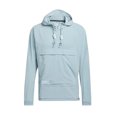 adidas Solid Logo Pullover Hoodie with Drawstring - Blue HB6431