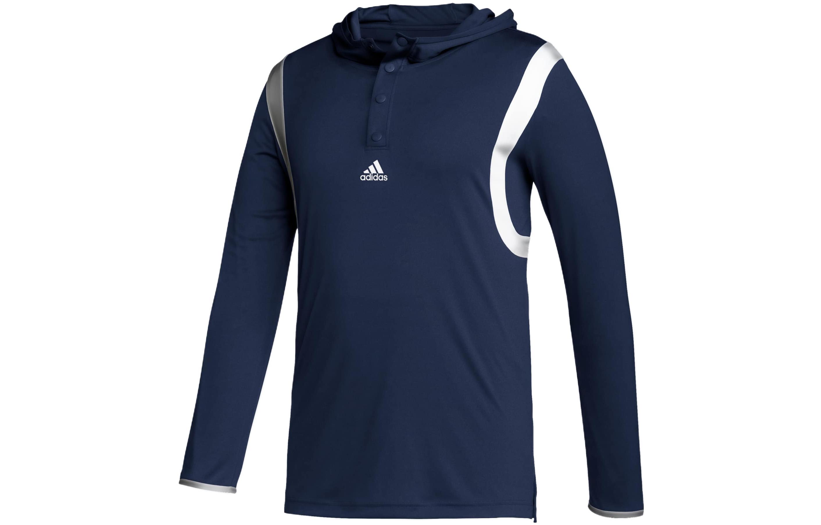 adidas Solid Logo Striped Pullover Sweatshirt Navy Unisex HF6648