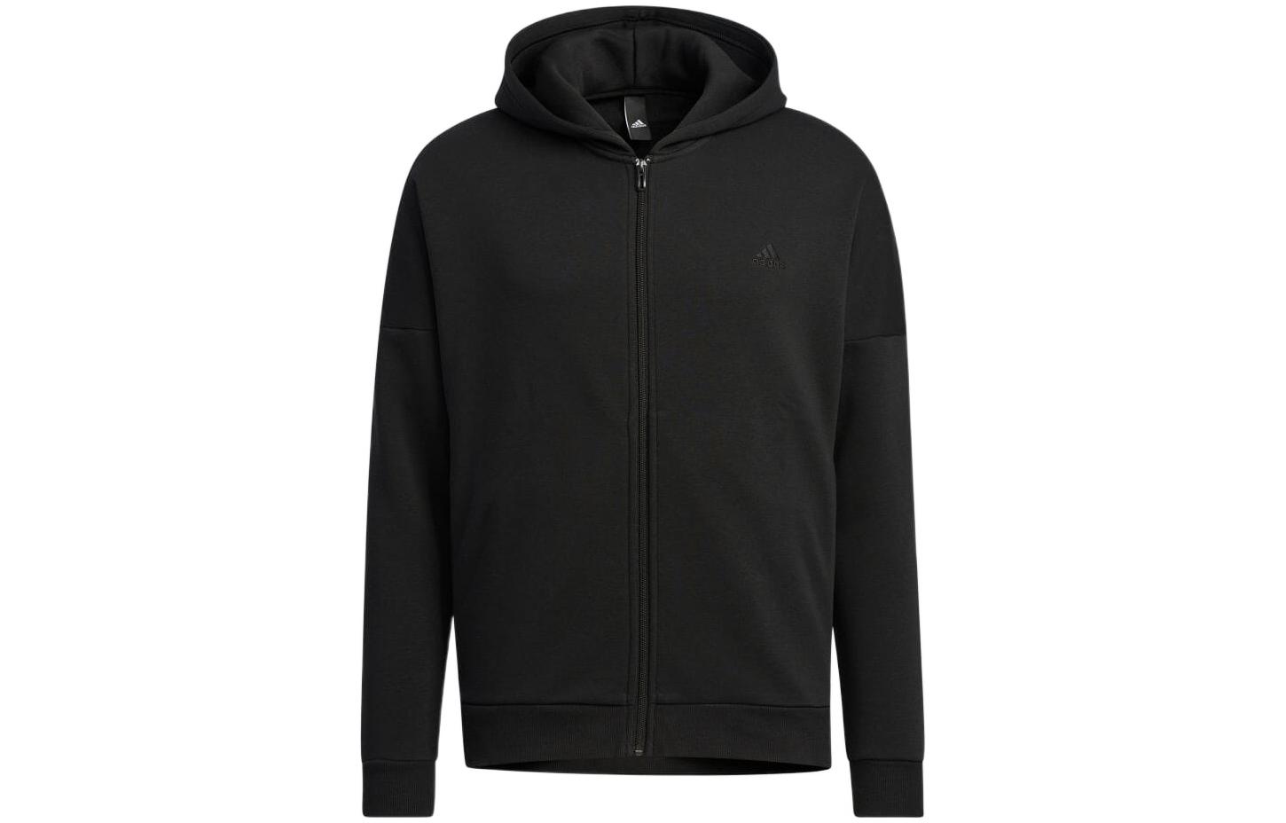 adidas Solid Logo Zip-Up Hoodie Jacket Black HM2686