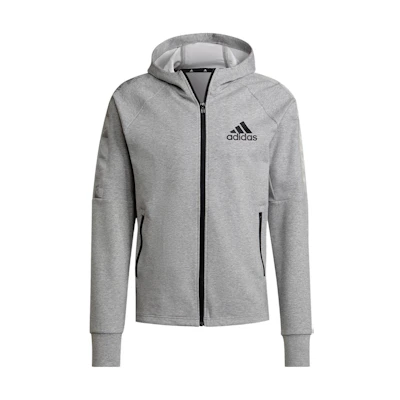 adidas Solid Logo Zip-Up Jacket Sweatshirt in Gray H28797