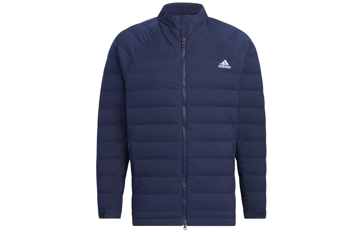 adidas Solid Logo Zip-Up Stand Collar Jacket Navy Blue HG4120